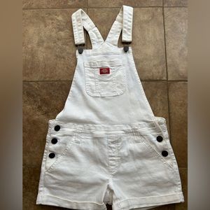 Dickies white denim overall shorts